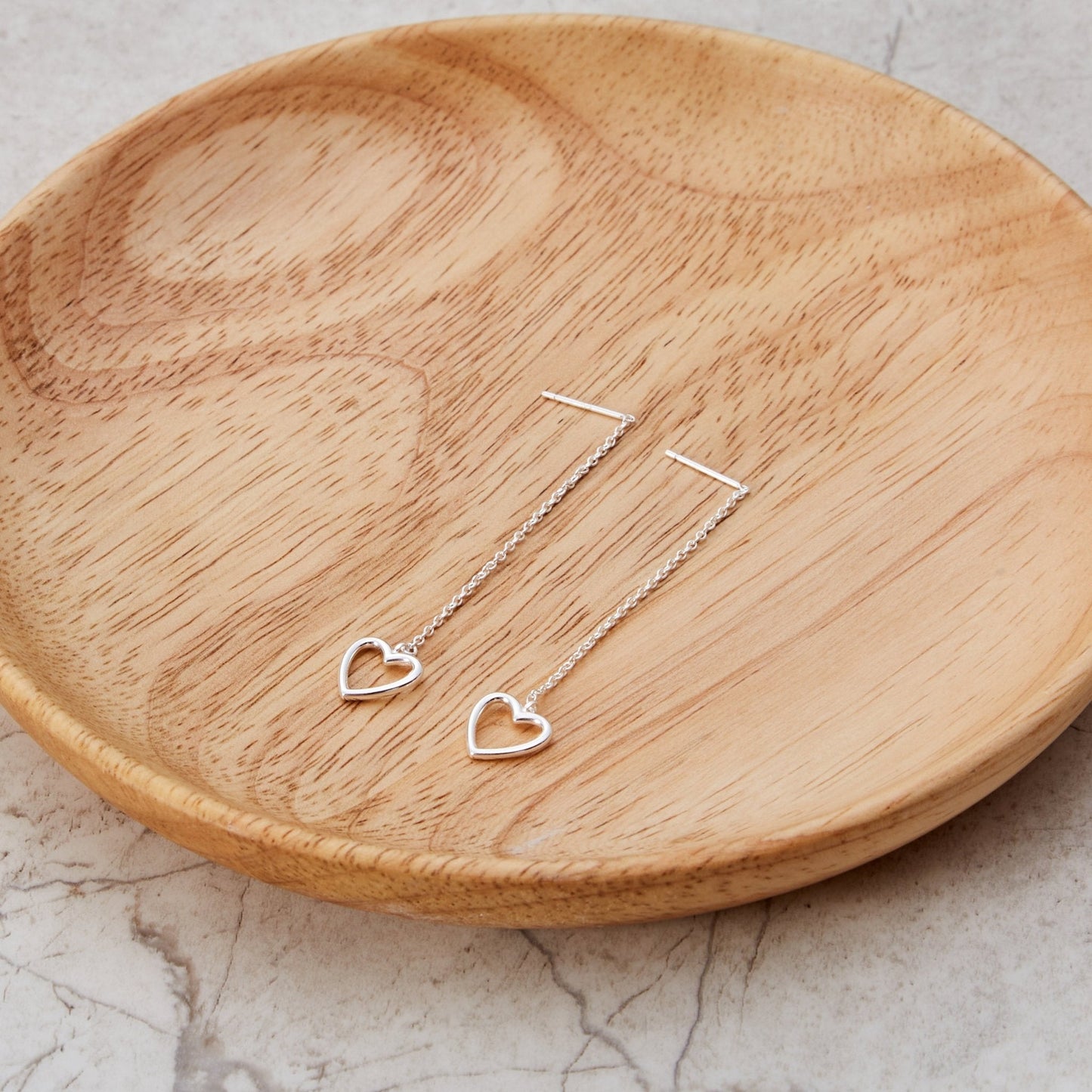 Sterling Silver Heart Thread Earrings