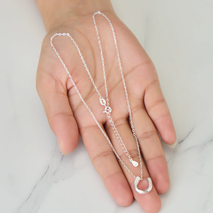 Sterling Silver Horseshoe Necklace Created with Zircondia® Crystals