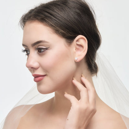 Sterling Silver I Couldn't Say I Do Without You Bridal Heart Earrings with Zircondia® Crystals