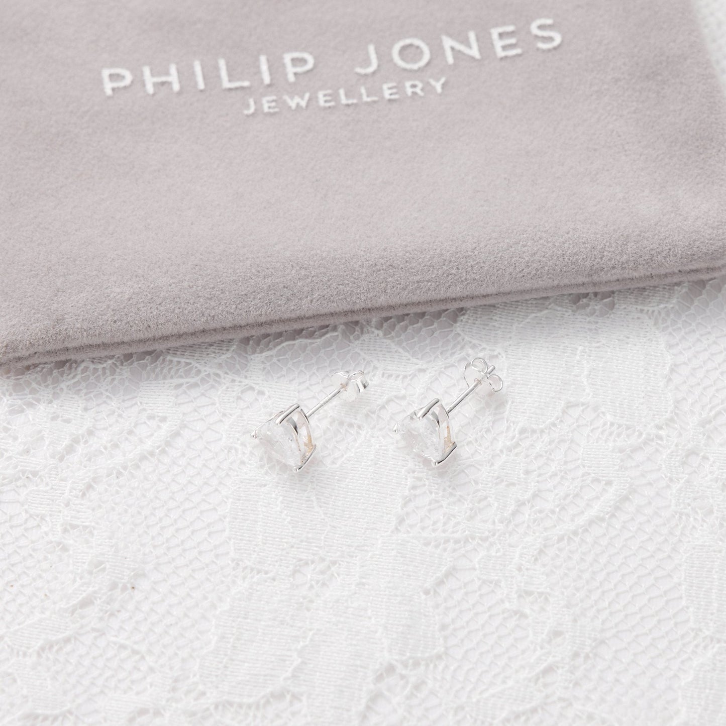 Sterling Silver I Couldn't Say I Do Without You Bridal Heart Earrings with Zircondia® Crystals