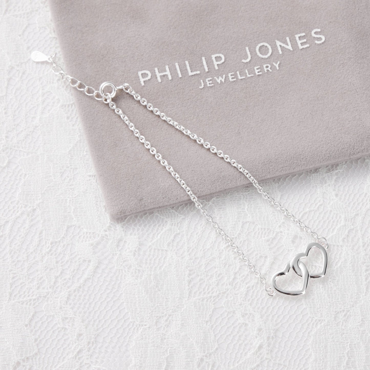 Sterling Silver I Couldn't Say I Do Without You Bridal Heart Link Bracelet