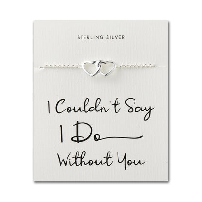 Sterling Silver I Couldn't Say I Do Without You Bridal Heart Link Bracelet