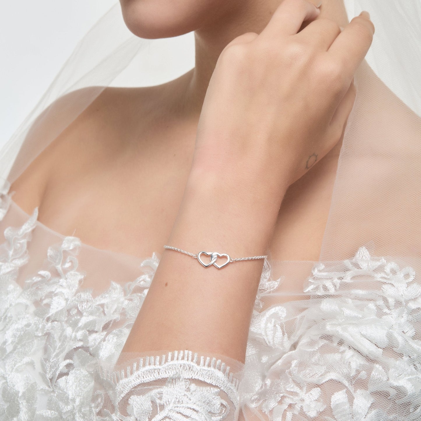 Sterling Silver I Couldn't Say I Do Without You Bridal Heart Link Bracelet