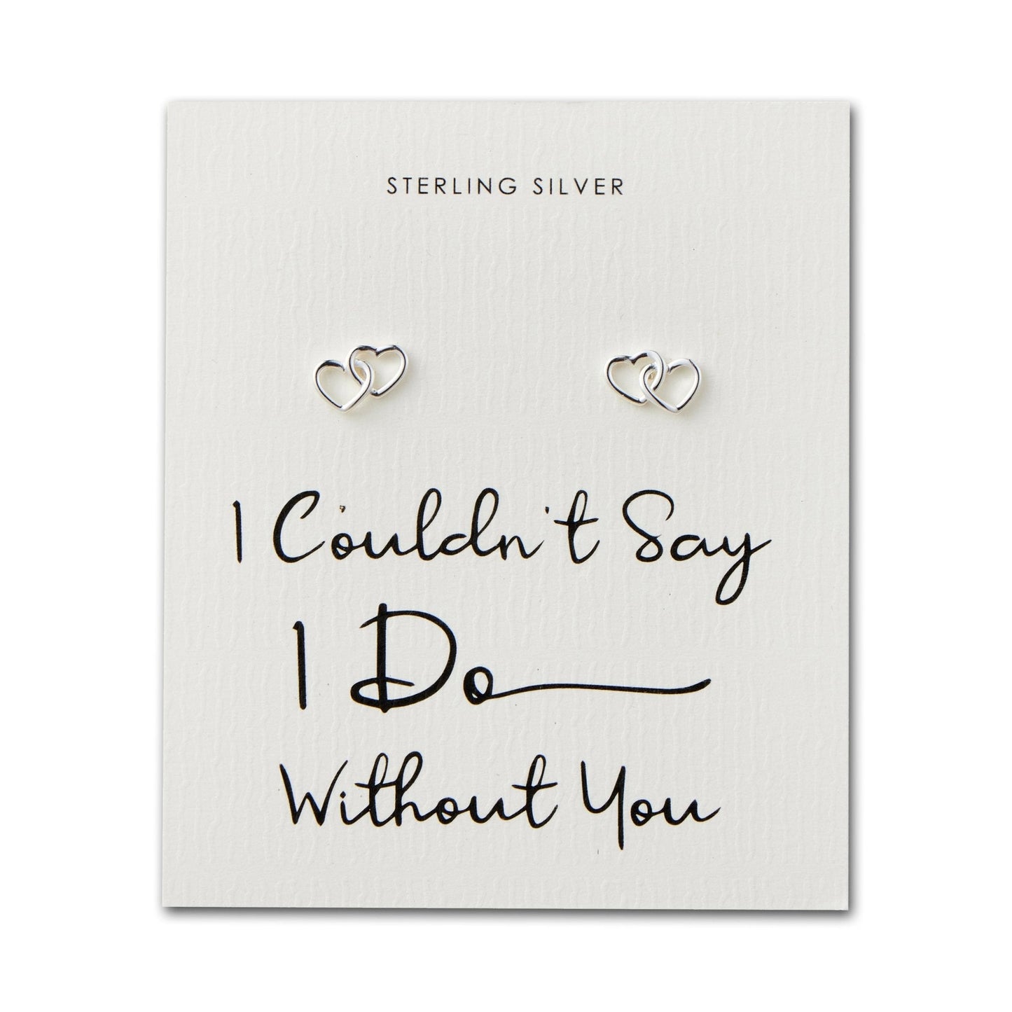 Sterling Silver I Couldn't Say I Do Without You Bridal Heart Link Earrings