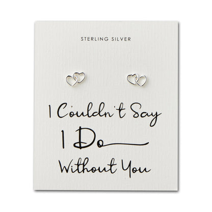 Sterling Silver I Couldn't Say I Do Without You Bridal Heart Link Earrings