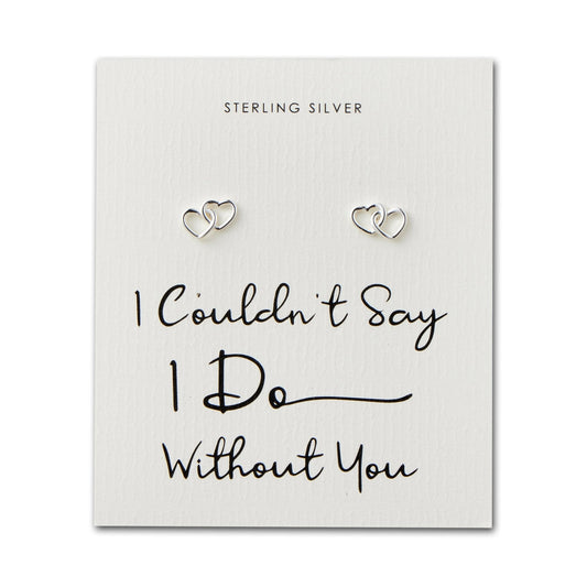 Sterling Silver I Couldn't Say I Do Without You Bridal Heart Link Earrings