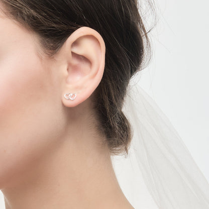 Sterling Silver I Couldn't Say I Do Without You Bridal Heart Link Earrings