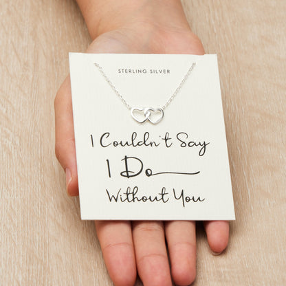 Sterling Silver I Couldn't Say I Do Without You Bridal Heart Link Necklace