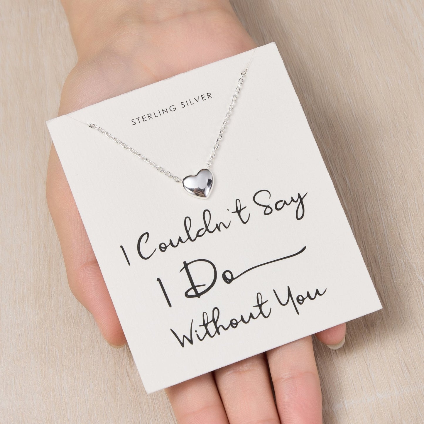 Sterling Silver I Couldn't Say I Do Without You Bridal Heart Necklace