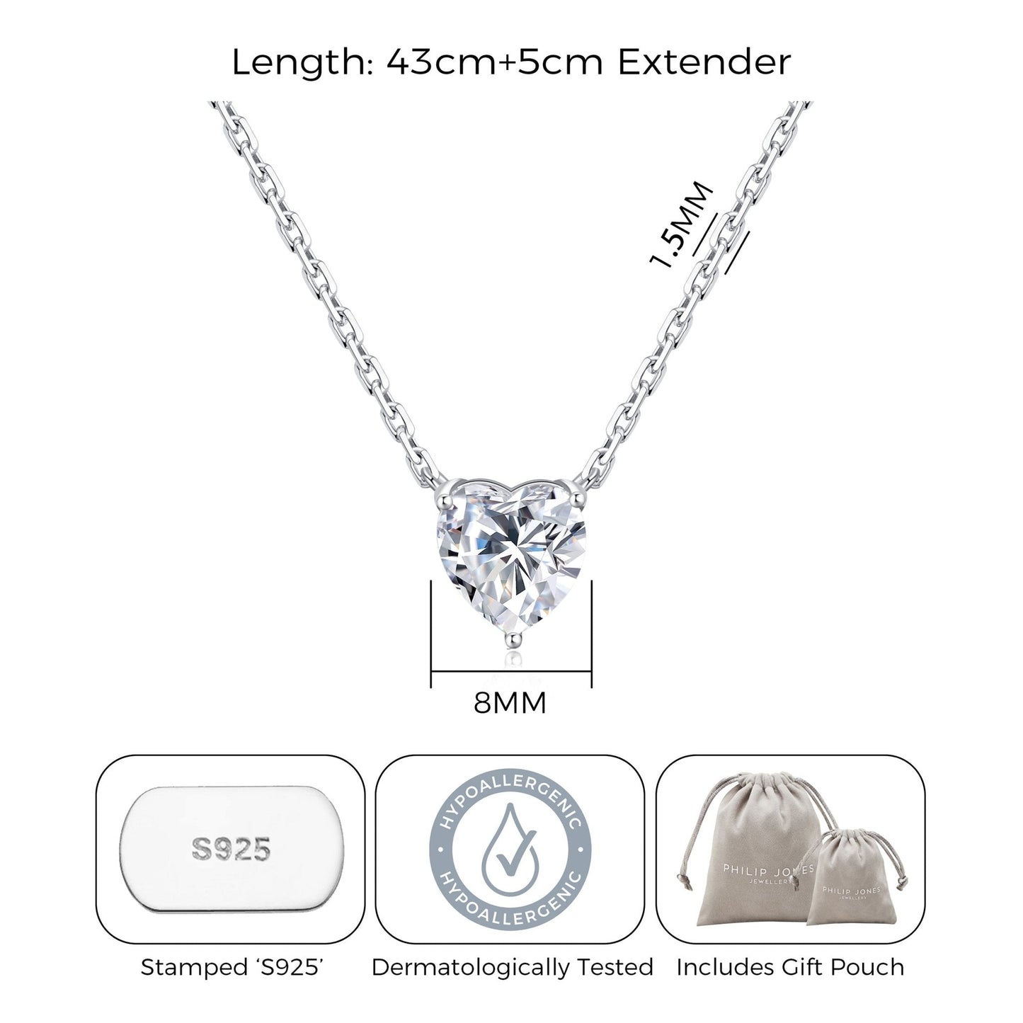 Sterling Silver I Couldn't Say I Do Without You Bridal Heart Solitaire Necklace with Zircondia® Crystals