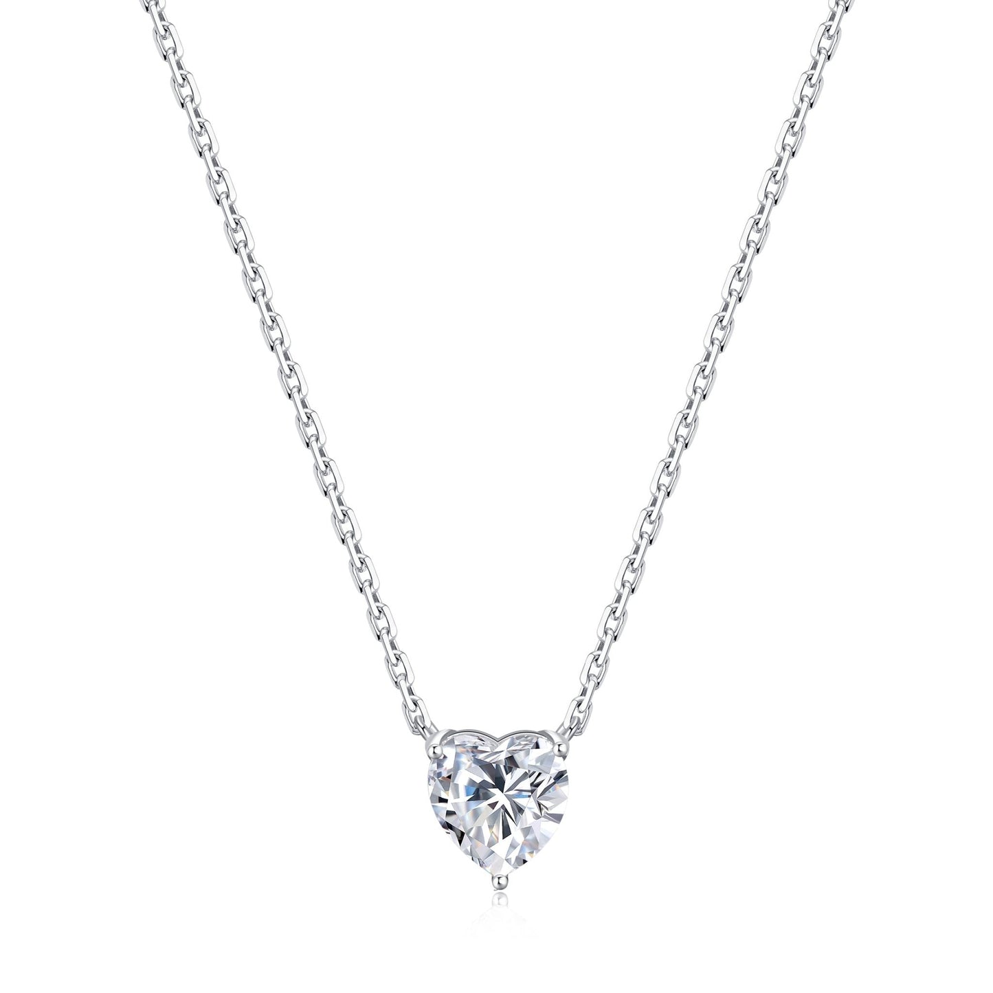 Sterling Silver Heart Solitaire Necklace Created with Zircondia® Crystals