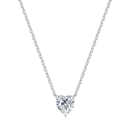 Sterling Silver Heart Solitaire Necklace Created with Zircondia® Crystals