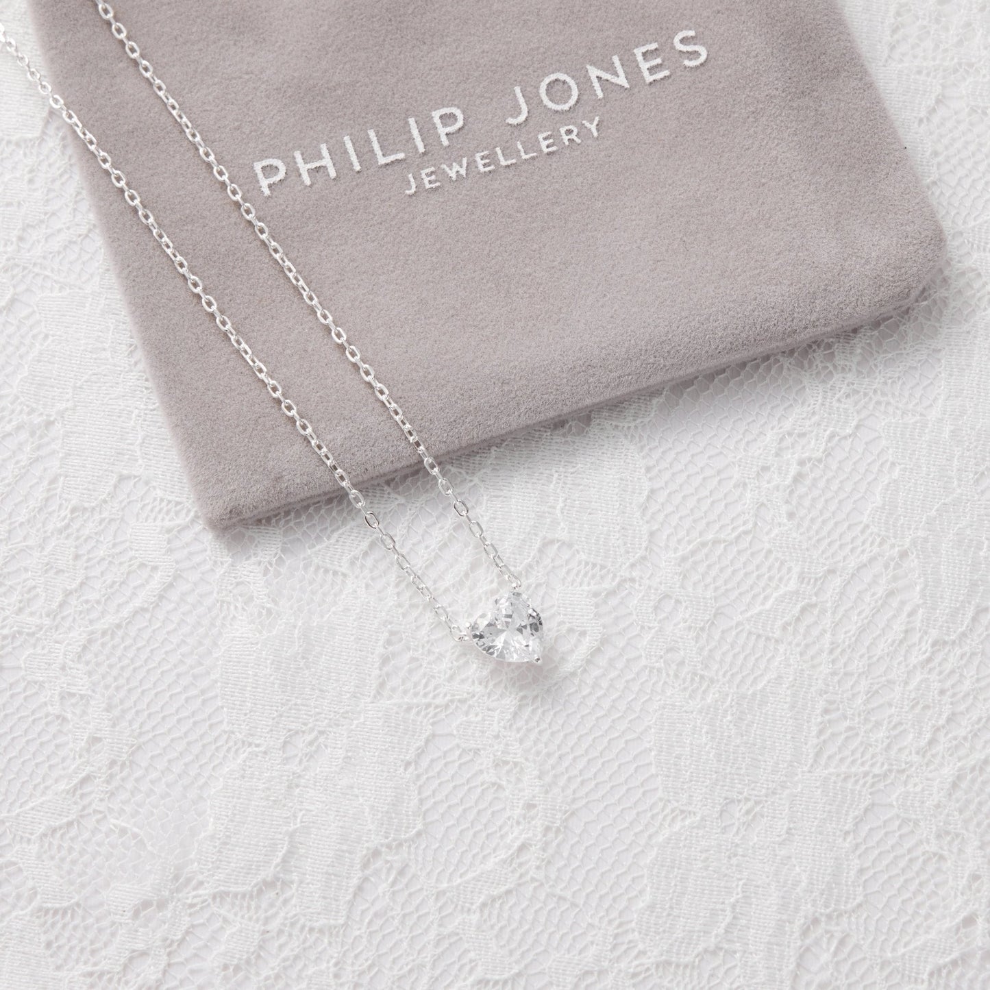 Sterling Silver I Couldn't Say I Do Without You Bridal Heart Solitaire Necklace with Zircondia® Crystals