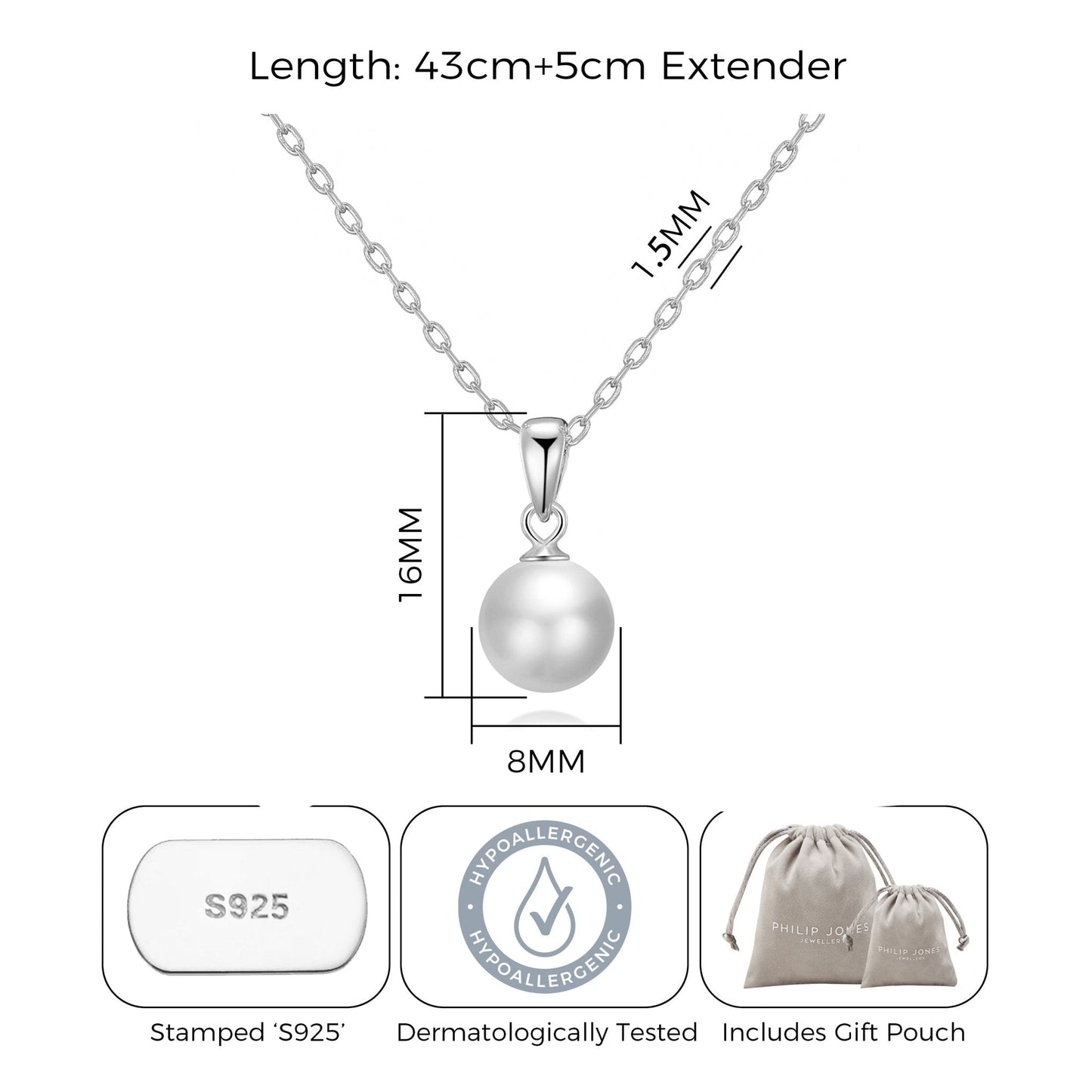 Sterling Silver I Couldn't Say I Do Without You Bridal Pearl Necklace