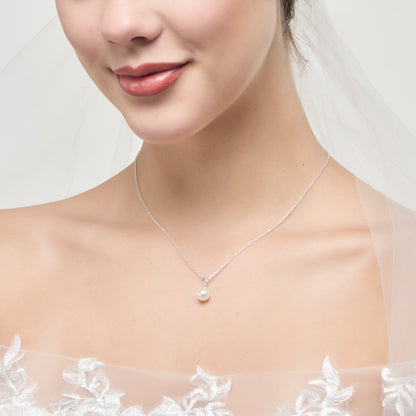 Sterling Silver I Couldn't Say I Do Without You Bridal Pearl Necklace
