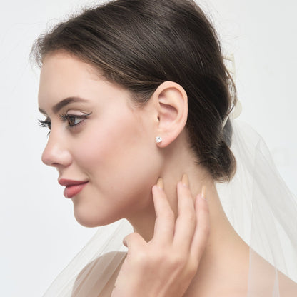 Sterling Silver I Couldn't Say I Do Without You Bridal Solitaire Crystal Earrings