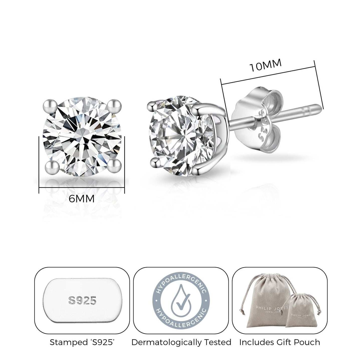 Sterling Silver I Couldn't Say I Do Without You Bridal Solitaire Crystal Earrings