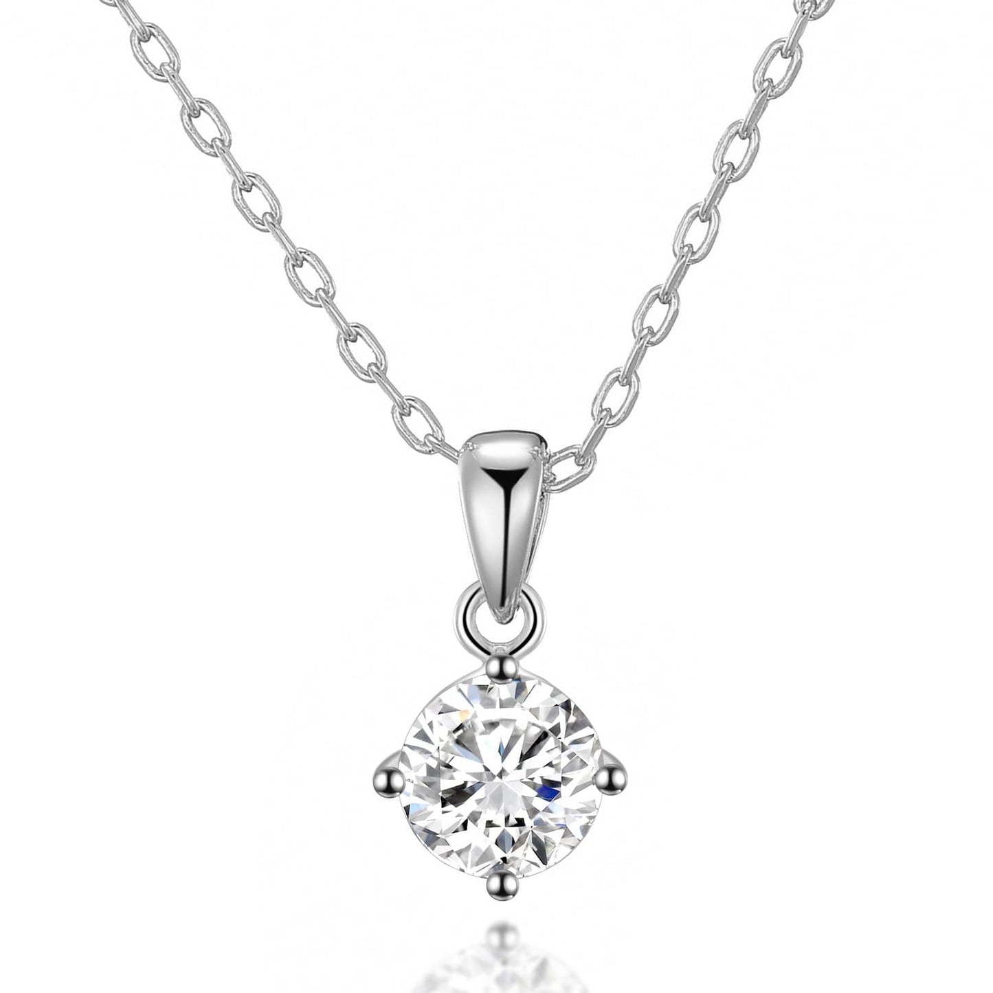 Sterling Silver I Couldn't Say I Do Without You Bridal Solitaire Crystal Necklace