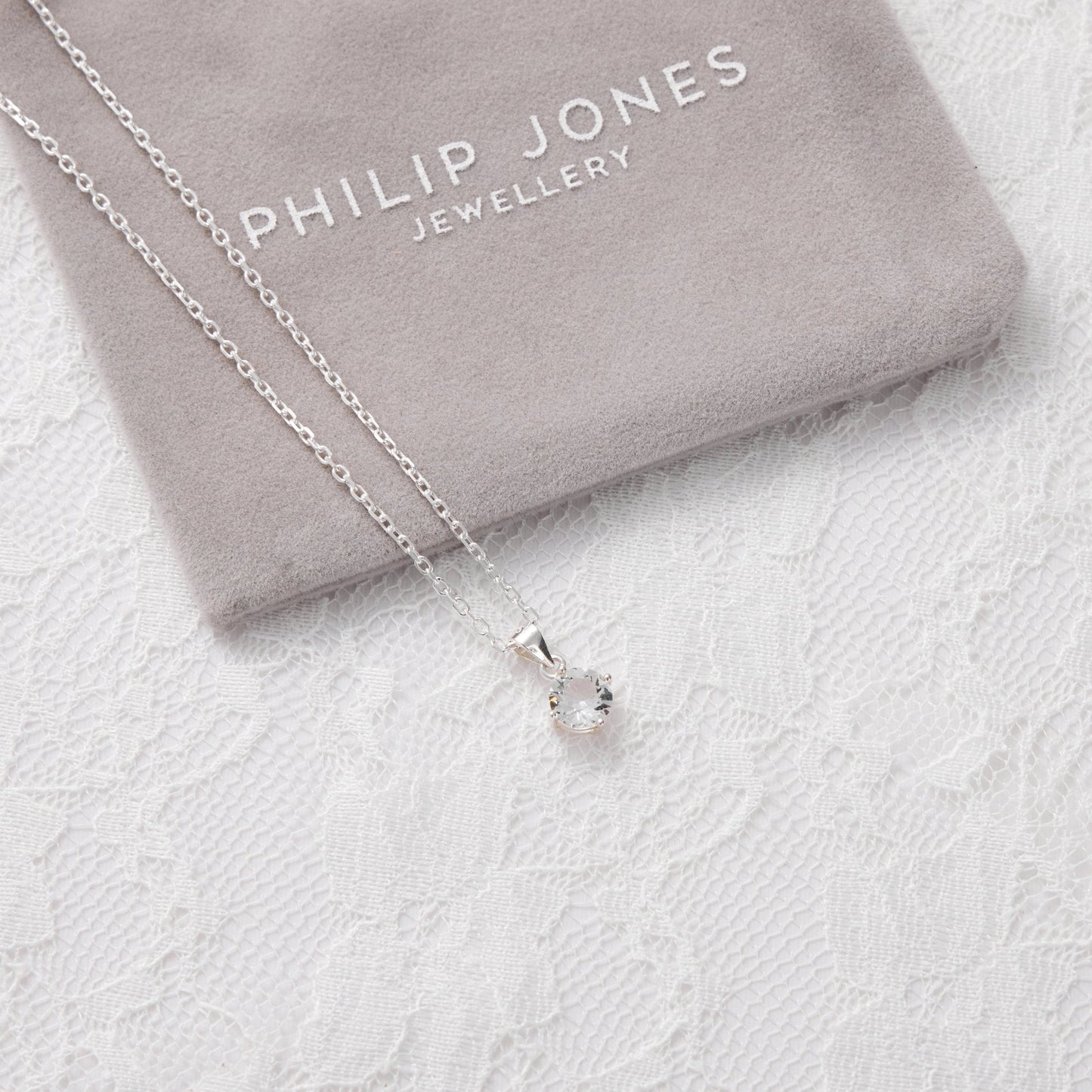 Sterling Silver I Couldn't Say I Do Without You Bridal Solitaire Crystal Necklace