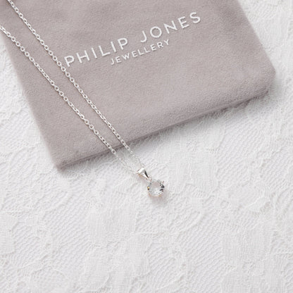 Sterling Silver I Couldn't Say I Do Without You Bridal Solitaire Crystal Necklace