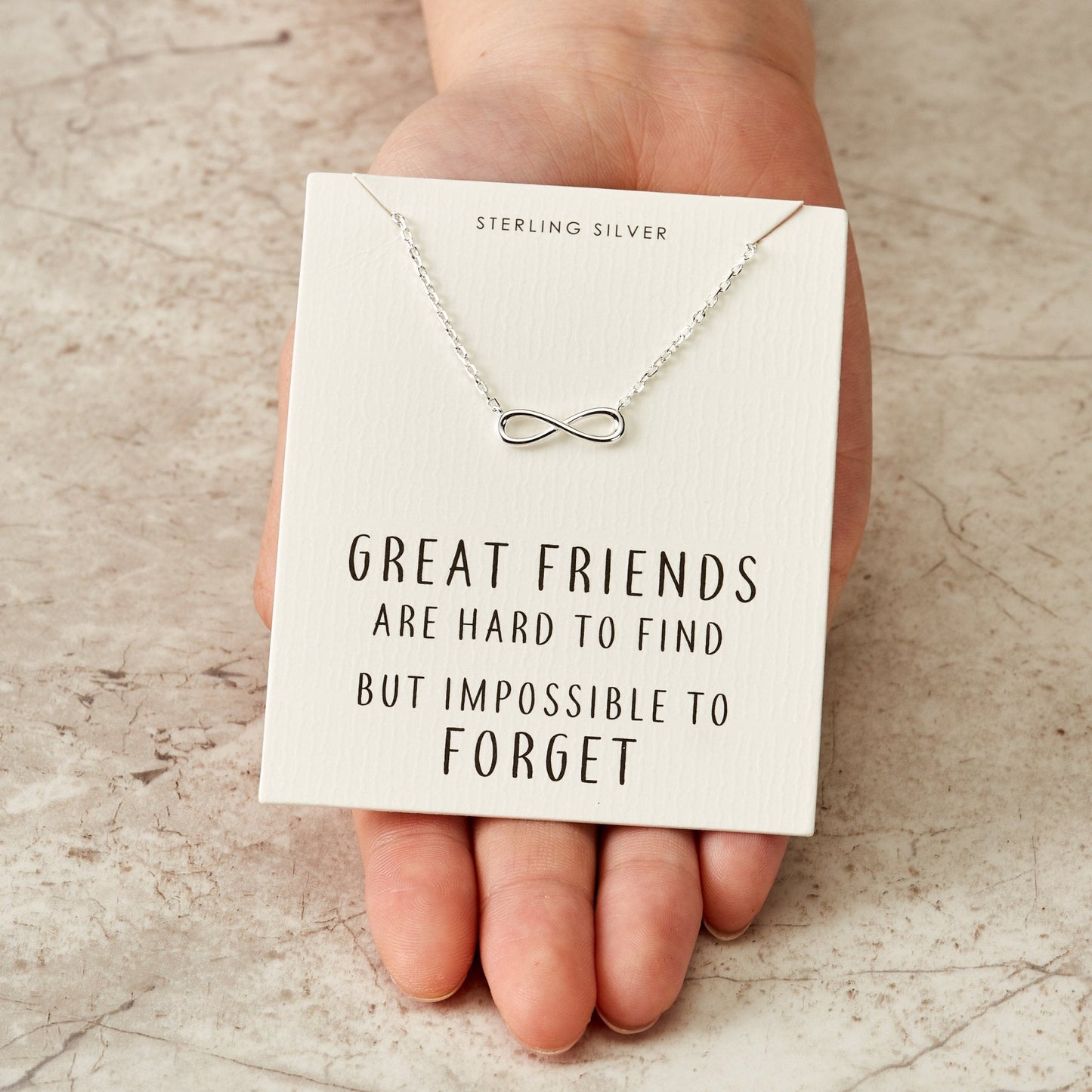 Sterling Silver Infinity Friendship Quote Necklace