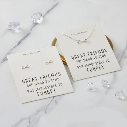 Sterling Silver Infinity Friendship Quote Set