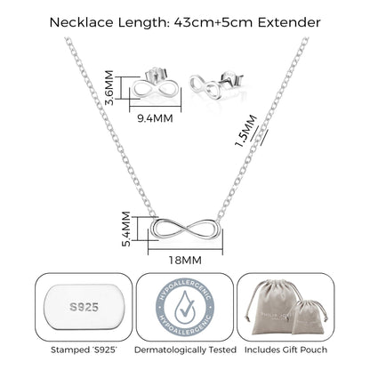 Sterling Silver Infinity Friendship Quote Set