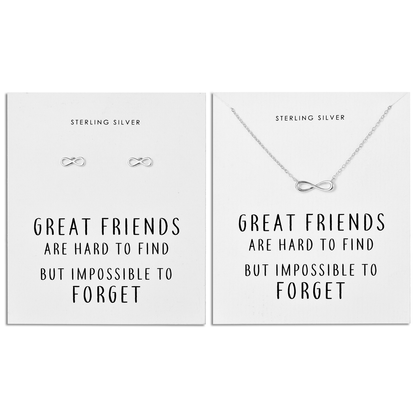 Sterling Silver Infinity Friendship Quote Set