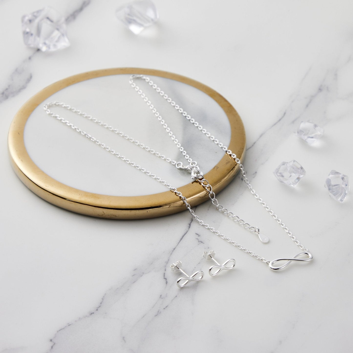 Sterling Silver Infinity Friendship Quote Set