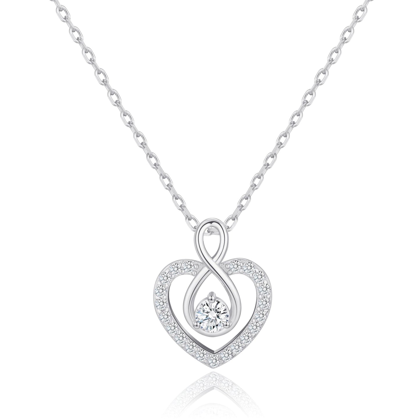 Sterling Silver Infinity Heart Necklace Created with Zircondia® Crystals