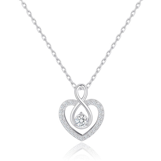 Sterling Silver Infinity Heart Necklace Created with Zircondia® Crystals