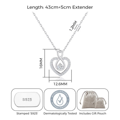 Sterling Silver Infinity Heart Necklace Created with Zircondia® Crystals