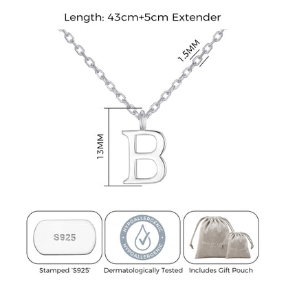 Sterling Silver Initial B Necklace