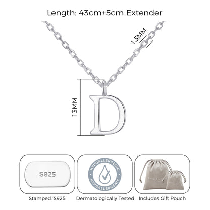 Sterling Silver Initial D Necklace