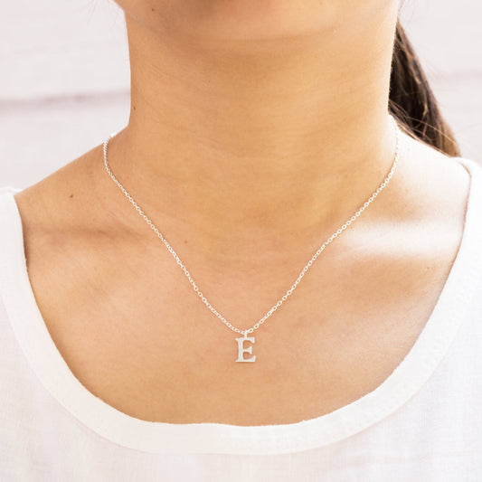 Sterling Silver Initial E Necklace