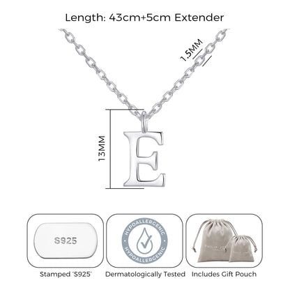 Sterling Silver Initial E Necklace