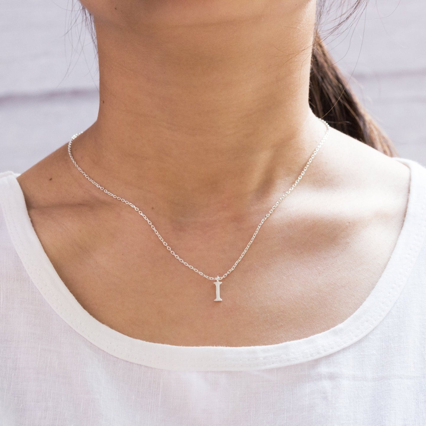 Sterling Silver Initial I Necklace