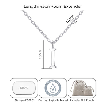 Sterling Silver Initial I Necklace