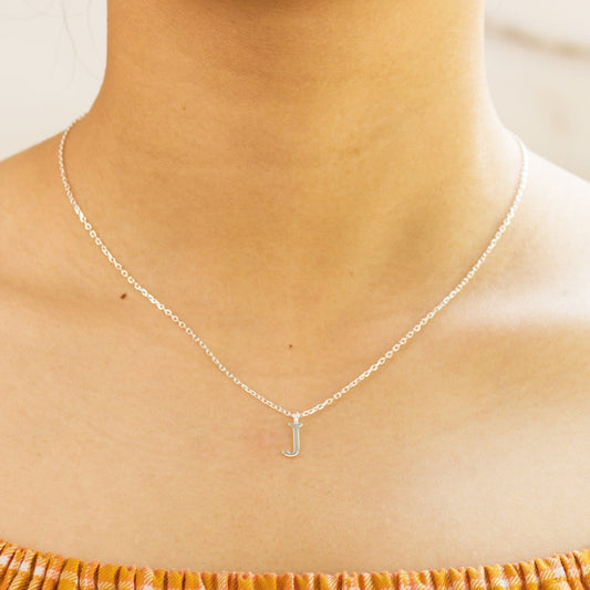 Sterling Silver Initial J Necklace