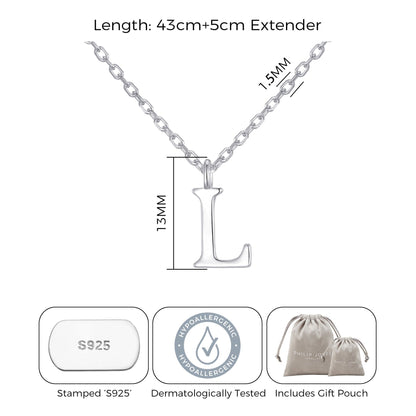 Sterling Silver Initial L Necklace