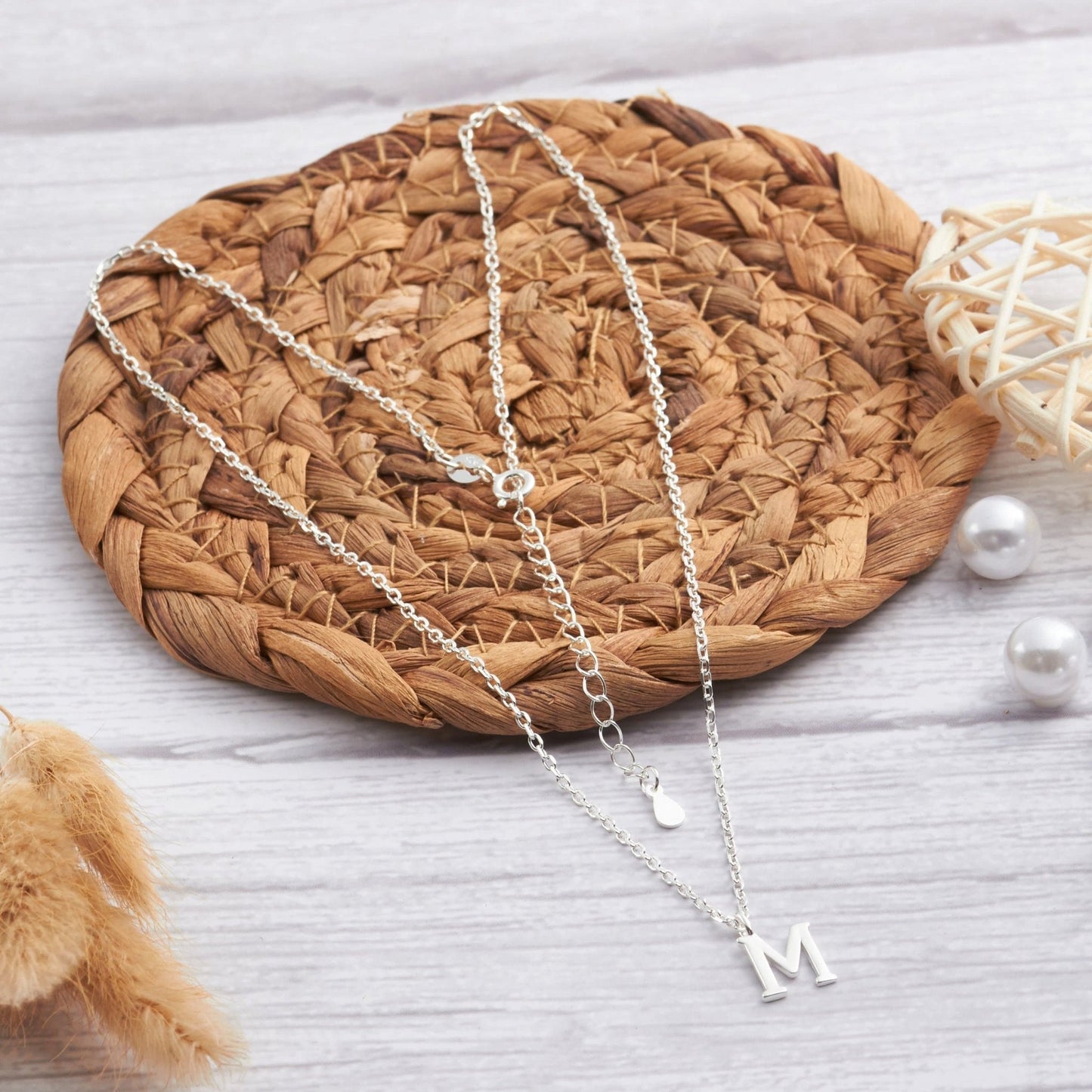 Sterling Silver Initial M Necklace