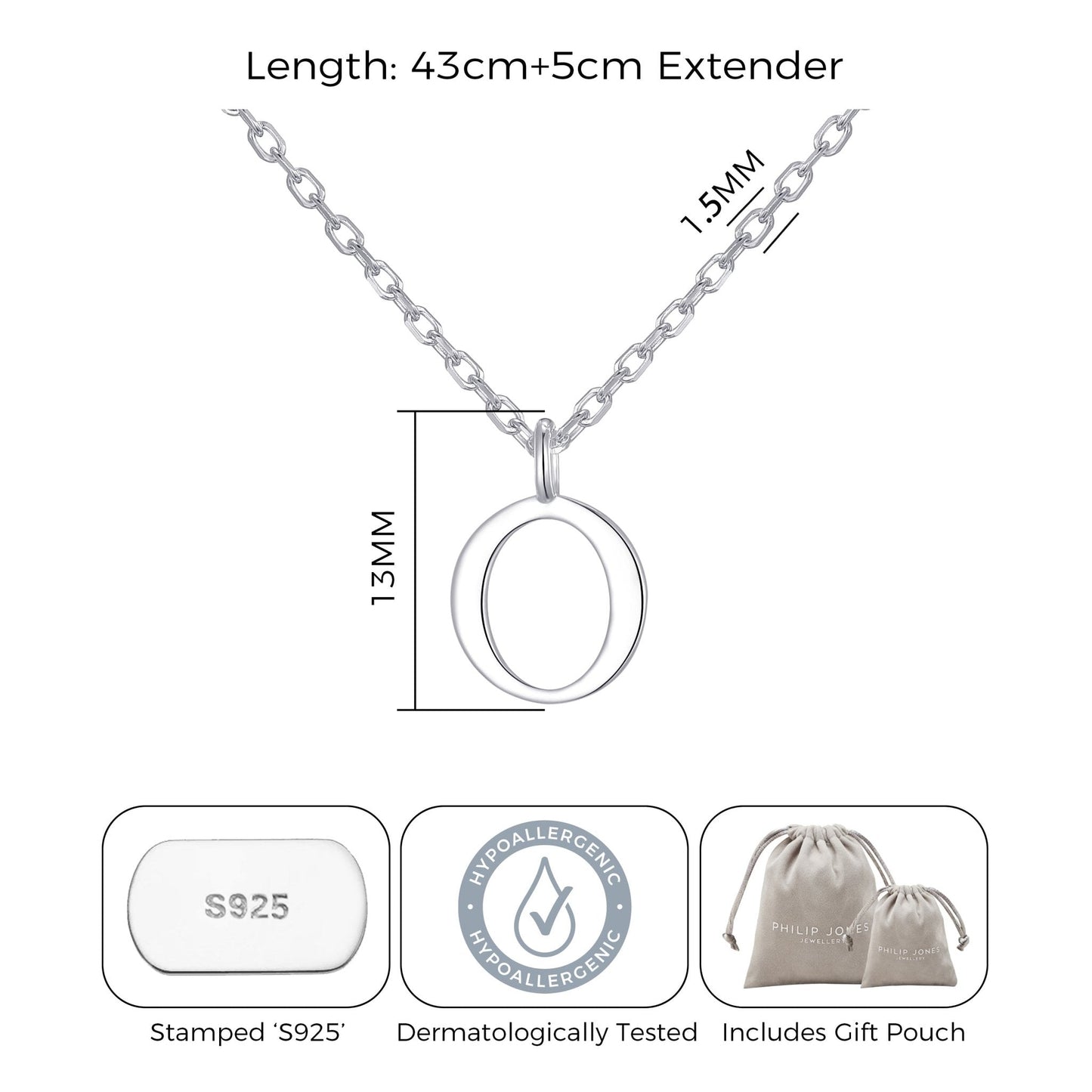 Sterling Silver Initial O Necklace
