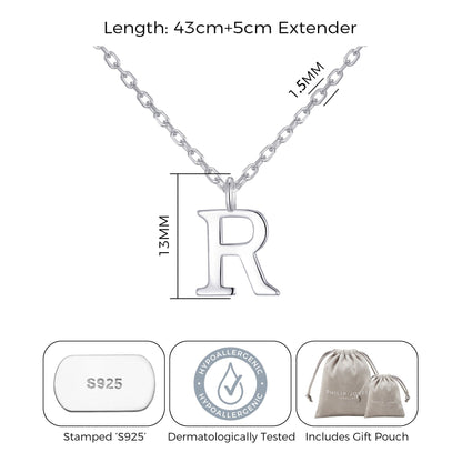 Sterling Silver Initial R Necklace