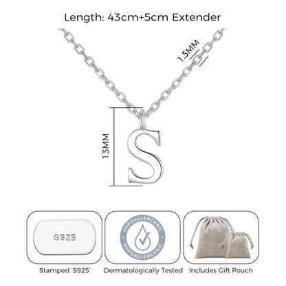 Sterling Silver Initial S Necklace