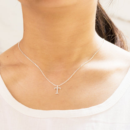 Sterling Silver Initial T Necklace