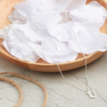Sterling Silver Initial U Necklace