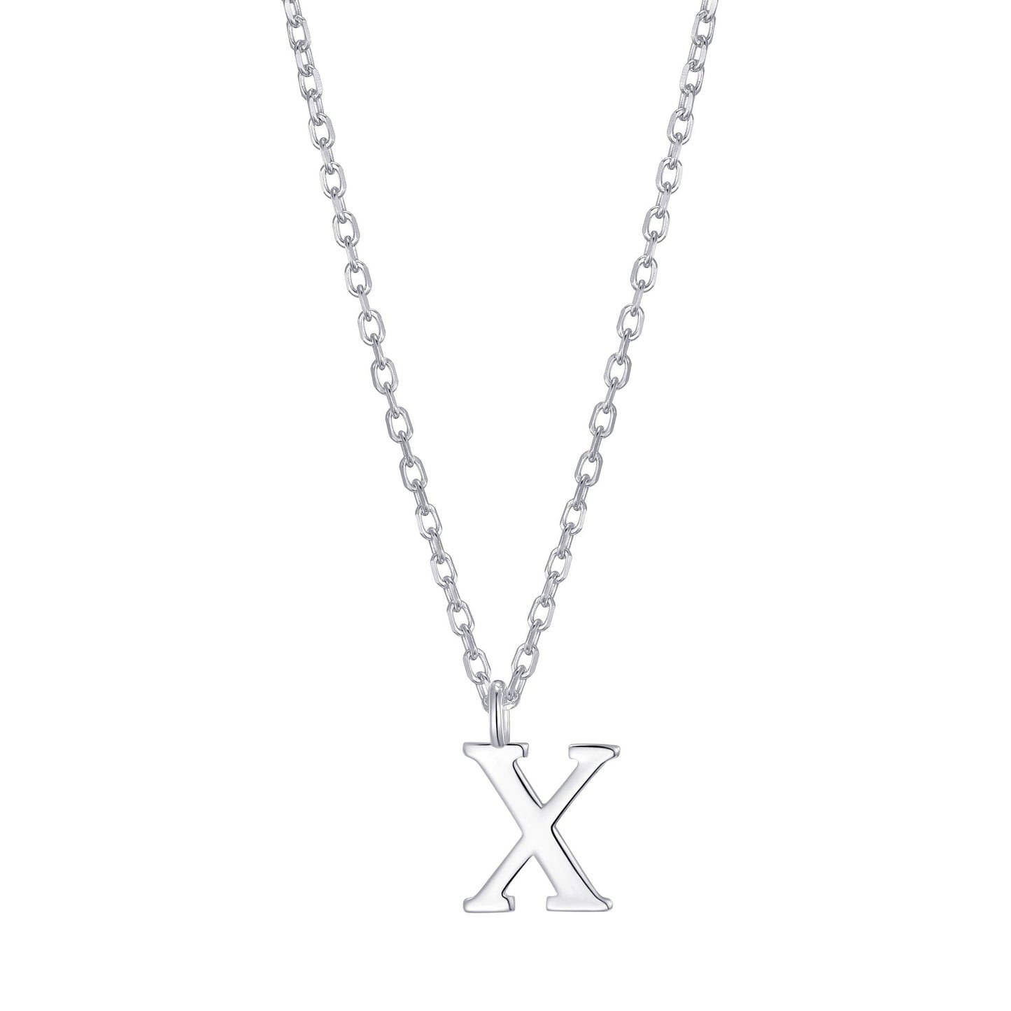 Sterling Silver Initial X Necklace