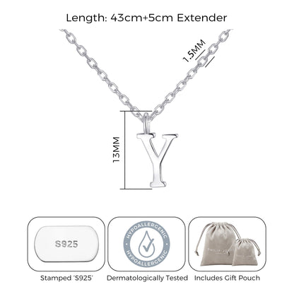 Sterling Silver Initial Y Necklace