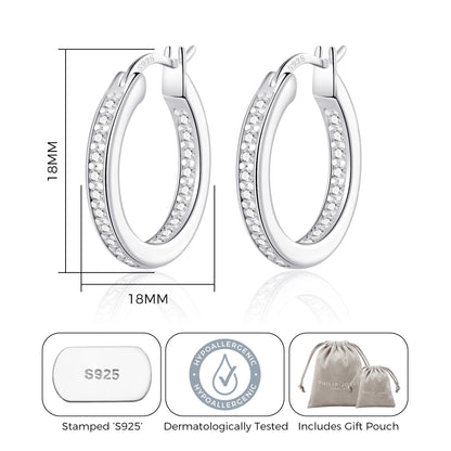 Sterling Silver Inside Outside Hoop Earrings Created with Zircondia® Crystals