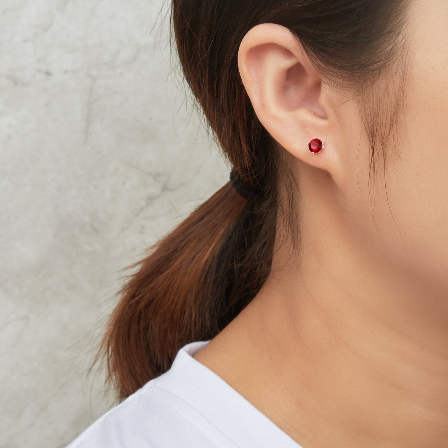 Sterling Silver January (Garnet) Birthstone Earrings Created with Zircondia® Crystals